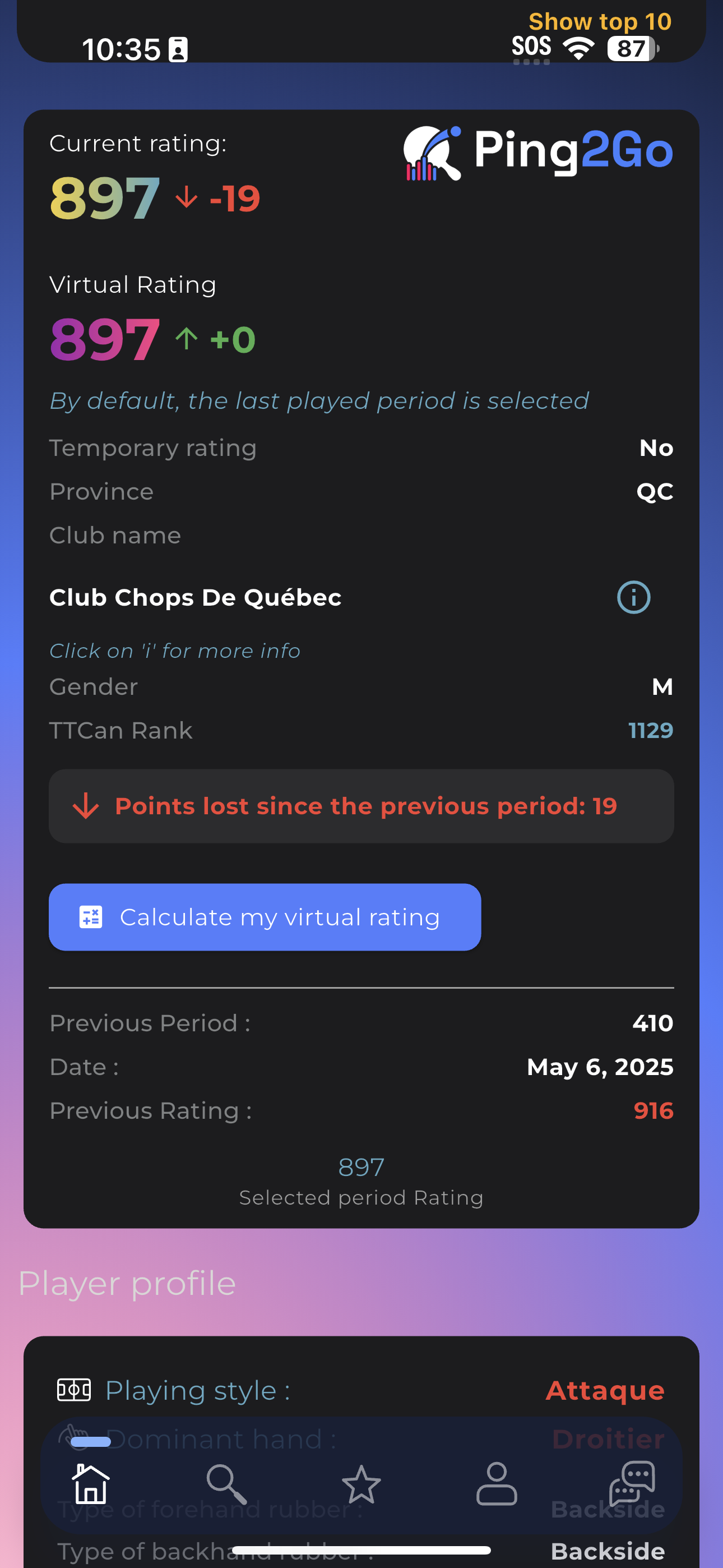 Ping2Go app screen 3